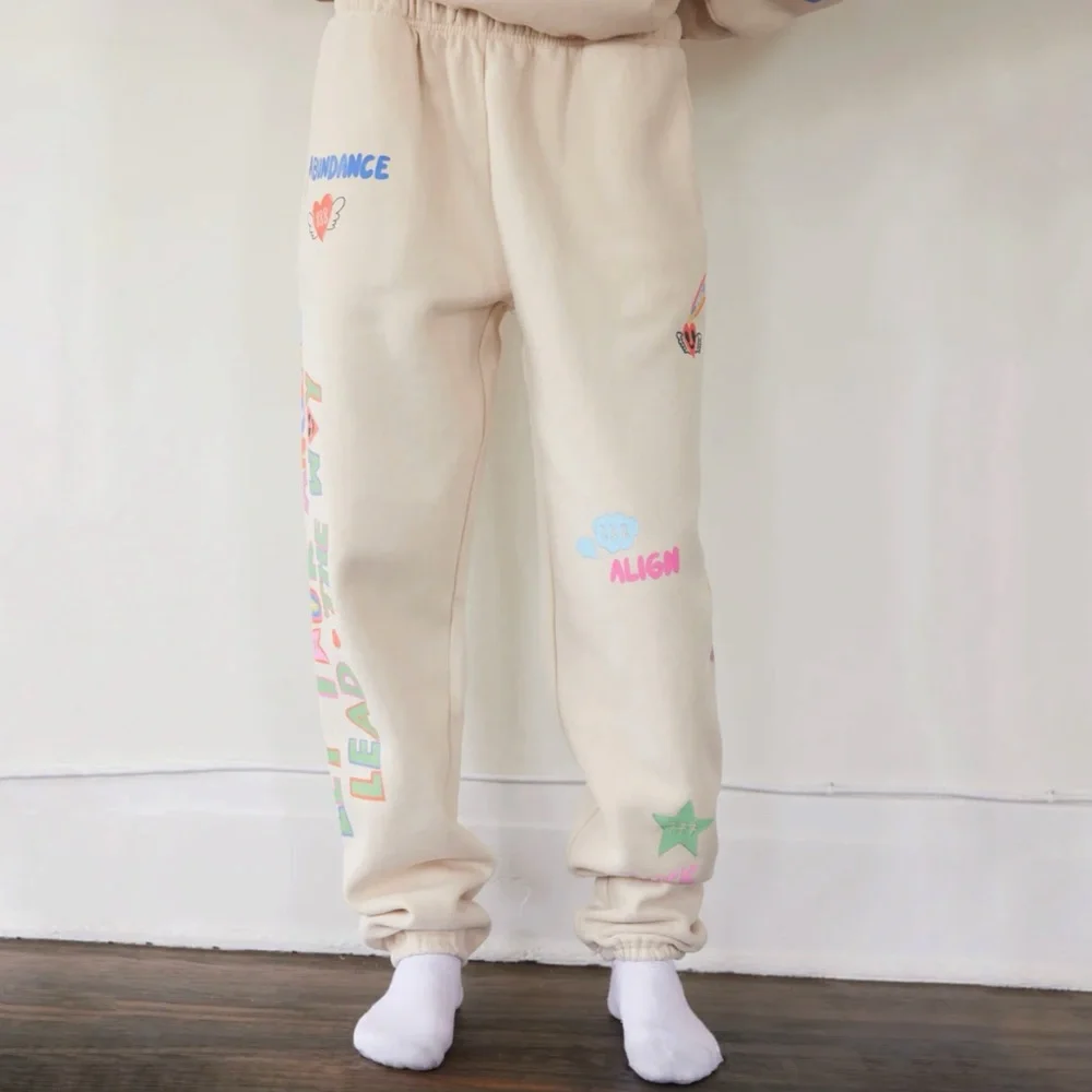 THE MAYFAIR GROUP I SCREAM COLOUR CREAM DRAWING ANGELS ALL AROUND YOU SWEATPANTS - Picture 13 of 15